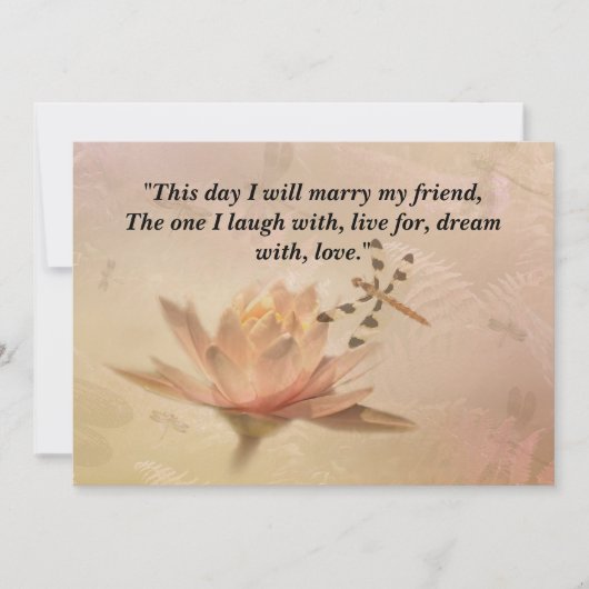 Dragonfly en waterlelie bruiloft uitnodiging (Voorkant)