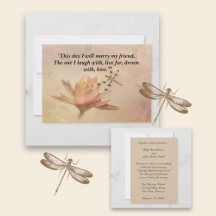 Dragonfly en waterlelie bruiloft uitnodiging