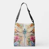 Dragonfly en wilde bloemen crossbody tas (Achterkant)