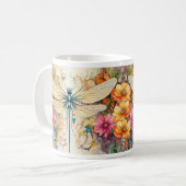 Dragonfly en wilde bloemen koffiemok (Voorkant links)