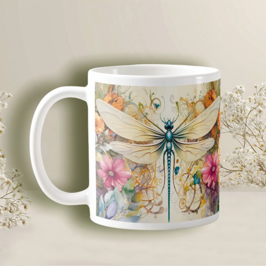 Dragonfly en wilde bloemen koffiemok