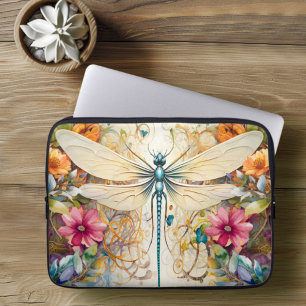 Dragonfly en wilde bloemen laptop sleeve