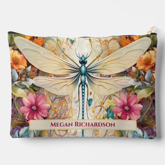 Dragonfly en wilde bloemen met naam etui (Achterkant)
