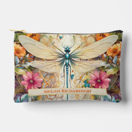Dragonfly en wilde bloemen met naam klein etui