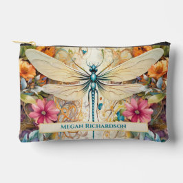 Dragonfly en wilde bloemen met naam klein etui