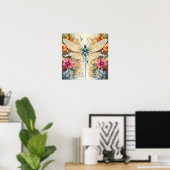 Dragonfly en wilde bloemen poster (Thuiskantoor)