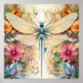 Dragonfly en wilde bloemen poster (Voorkant)