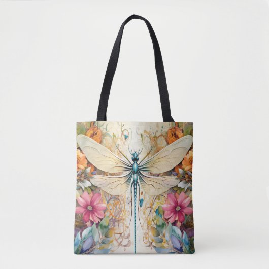 Dragonfly en wilde bloemen tote bag (Voorkant)