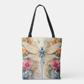 Dragonfly en wilde bloemen tote bag (Achterkant)