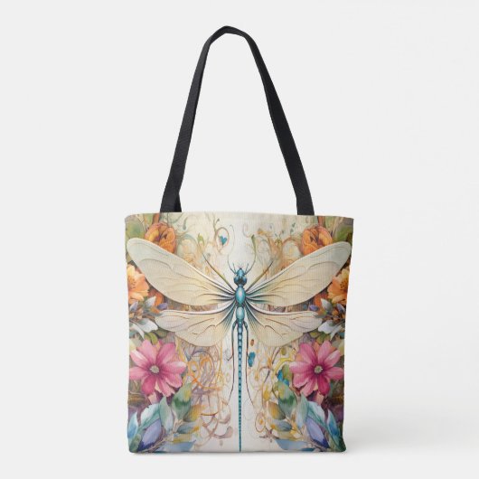 Dragonfly en wilde bloemen tote bag (Achterkant)