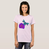 Dragonfly en zinnia-bloem t-shirt (Voorkant volledig)