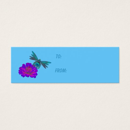 Dragonfly en Zinnia Flower Gift Label Mini Visitekaartjes (Voorkant)