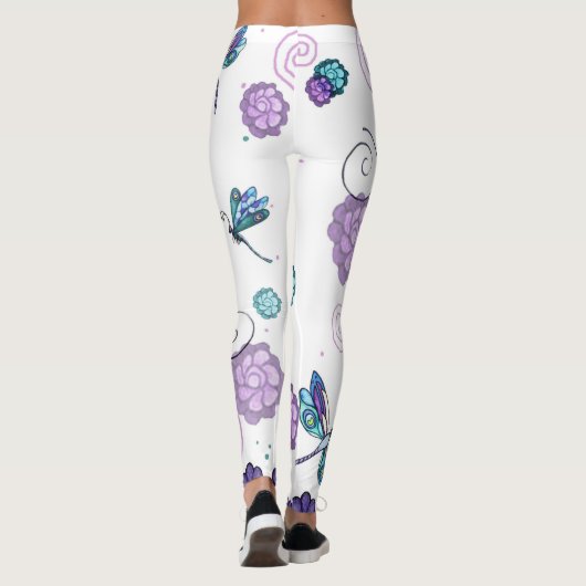 Dragonfly en zirige florale leggings (Achterkant)