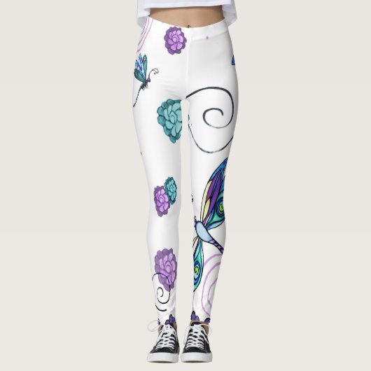 Dragonfly en zirige florale leggings (Voorkant)