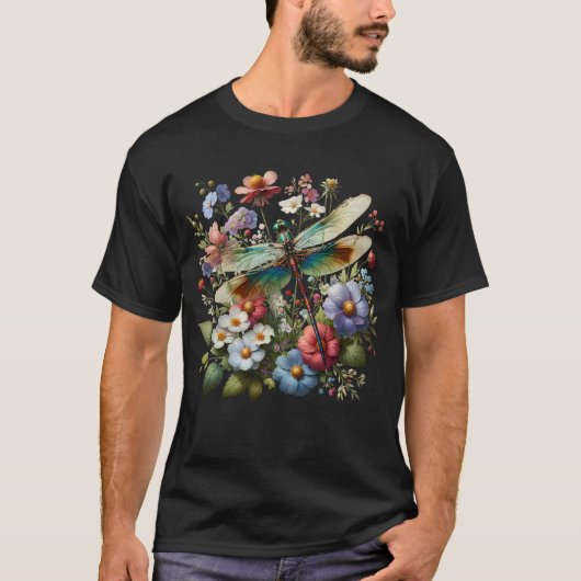 Dragonfly Esthetische Boho Bloemen voor Meisjes Vr T-shirt (Voorkant)