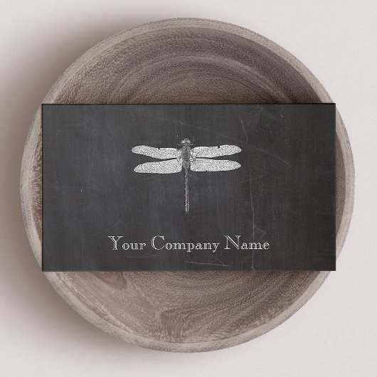 Dragonfly  Etching Chalkboard Kijk zwart Visitekaartje