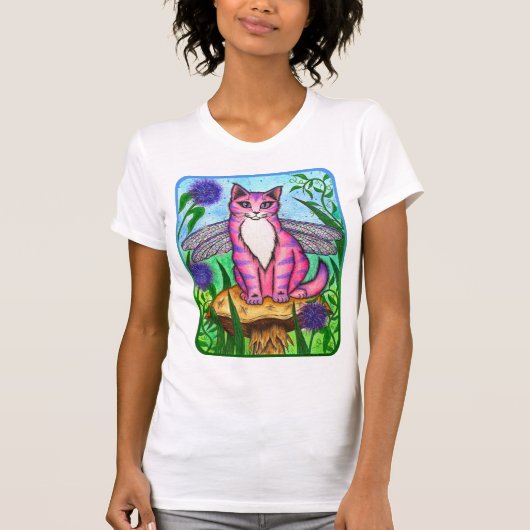 Dragonfly Fairy Cat Fantasy Art Shirt (Voorkant)