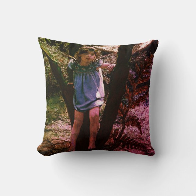 Dragonfly Fairy Girl in Moonlight Kussen (Voorkant)