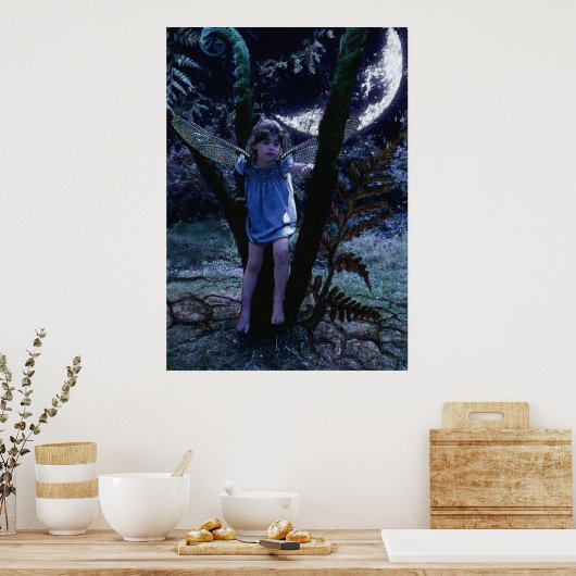 Dragonfly Fairy in Moonlight Print (Keuken)