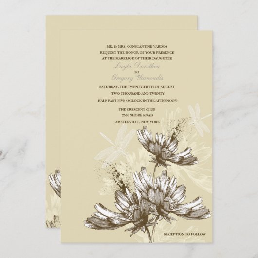 Dragonfly Fantasy Wedding Invitation Kaart (Voorkant / Achterkant)