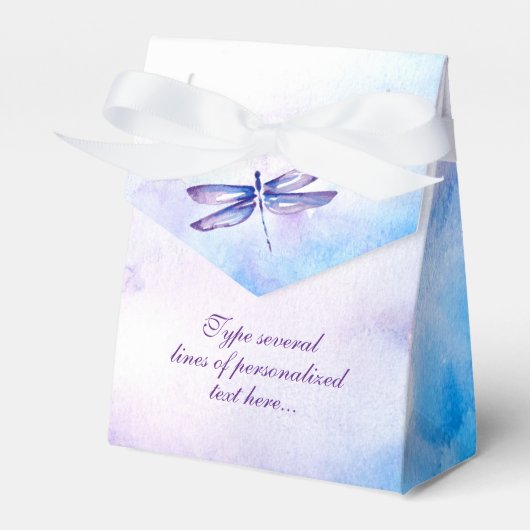 Dragonfly Favor Boxes | Paarse Blauwe Waterverf Bedankdoosjes (Voorkant Zijde)
