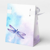 Dragonfly Favor Boxes | Paarse Blauwe Waterverf Bedankdoosjes (Achterkant)