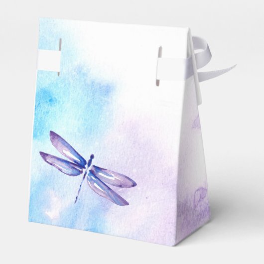 Dragonfly Favor Boxes | Paarse Blauwe Waterverf Bedankdoosjes (Achterkant)