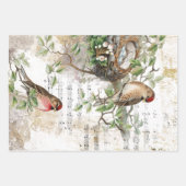 Dragonfly Fern Butterfly Bird Music Gold Decoupage Inpakpapier Vel (Voorkant 2)