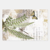 Dragonfly Fern Butterfly Bird Music Gold Decoupage Inpakpapier Vel (Voorkant)