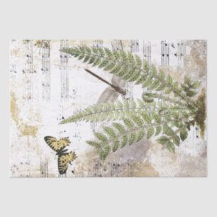 Dragonfly Fern Butterfly Music Gold Decoupage Idee Tissuepapier