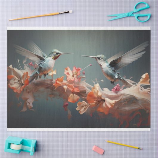 Dragonfly fladdert over perzikbloemen decoupage tissuepapier (Craft)