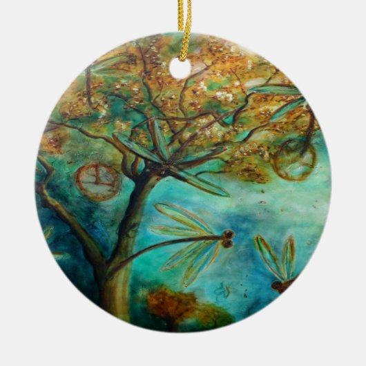 Dragonfly Flirtation Keramisch Ornament (Voorkant)