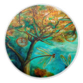 Dragonfly Flirtation Keramische Knop (Voorkant)