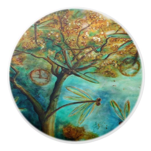 Dragonfly Flirtation Keramische Knop (Voorkant)