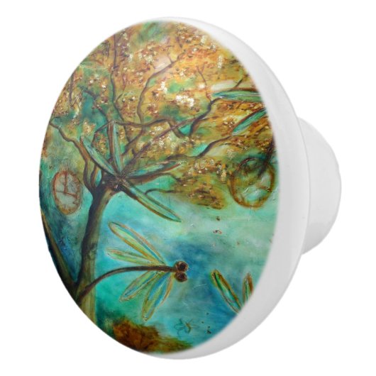 Dragonfly Flirtation Keramische Knop (Rechts)