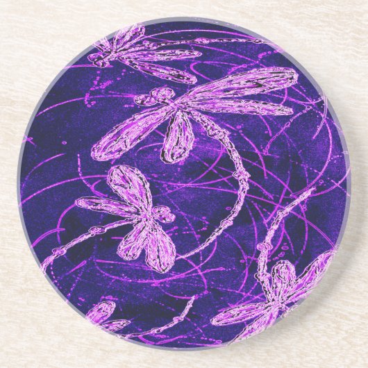 Dragonfly Flit Disco Zandsteen Onderzetter (Voorkant)