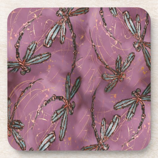 Dragonfly Flit Dusky Roos Drankjes Onderzetter (Voorkant)