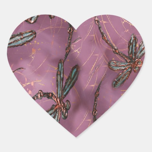 Dragonfly Flit Dusky Roos Hart Sticker (Voorkant)
