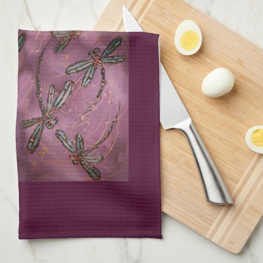 Dragonfly Flit Dusky Roos keukenhanddoek (Quarter Fold)