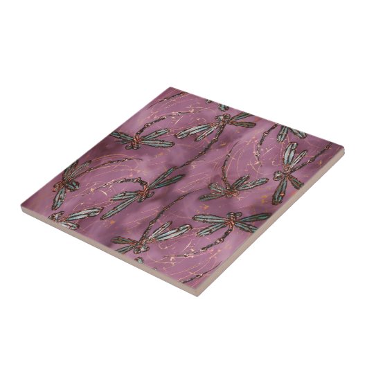 Dragonfly Flit Dusky Roos Tegeltje (Zijkant)