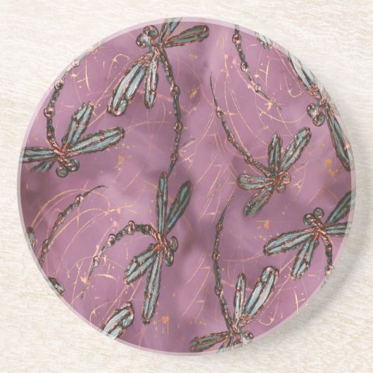 Dragonfly Flit Dusky Roos Zandsteen Onderzetter (Voorkant)