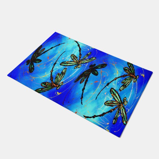 Dragonfly Flit Electric Blue Deurmat (Schuin)