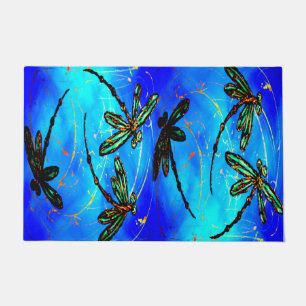 Dragonfly Flit Electric Blue Deurmat
