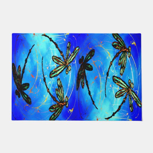 Dragonfly Flit Electric Blue Deurmat (Voorkant)