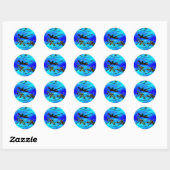 Dragonfly Flit Electric Blue Ronde Sticker (Vel)