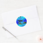 Dragonfly Flit Electric Blue Ronde Sticker (Envelop)