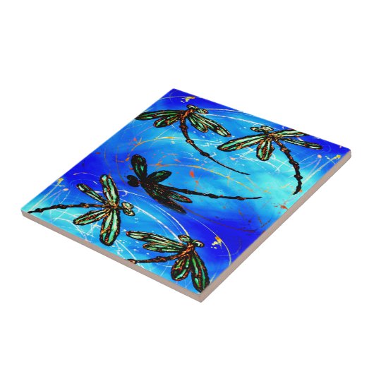 Dragonfly Flit Electric Blue Tegeltje (Zijkant)