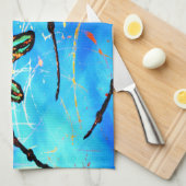 Dragonfly Flit Electric Blue Theedoek (Quarter Fold)