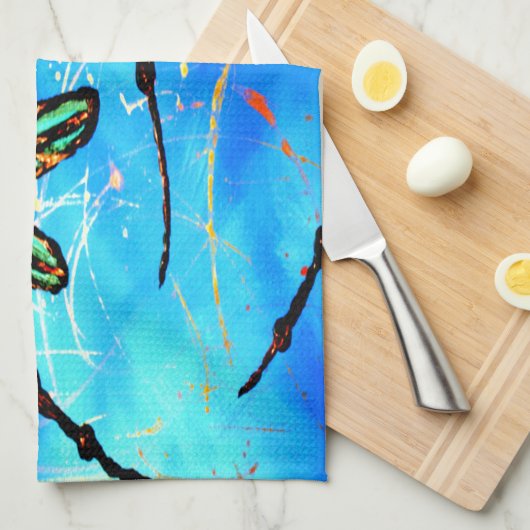 Dragonfly Flit Electric Blue Theedoek (Quarter Fold)