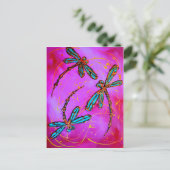 Dragonfly Flit Electric Roze Briefkaart (Staand voorkant)